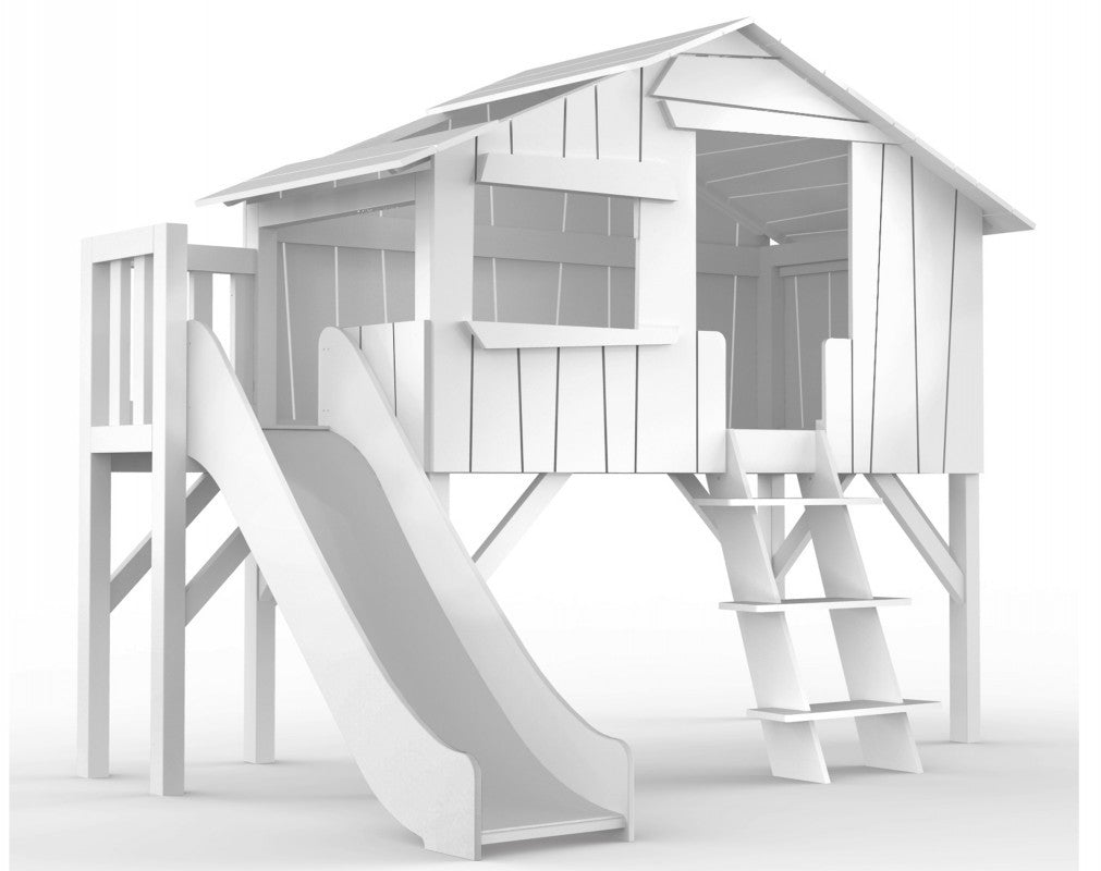 Mathy by Bols Loft Bed With Slide Tree- House Bunk - Bed Cottage - House Bed