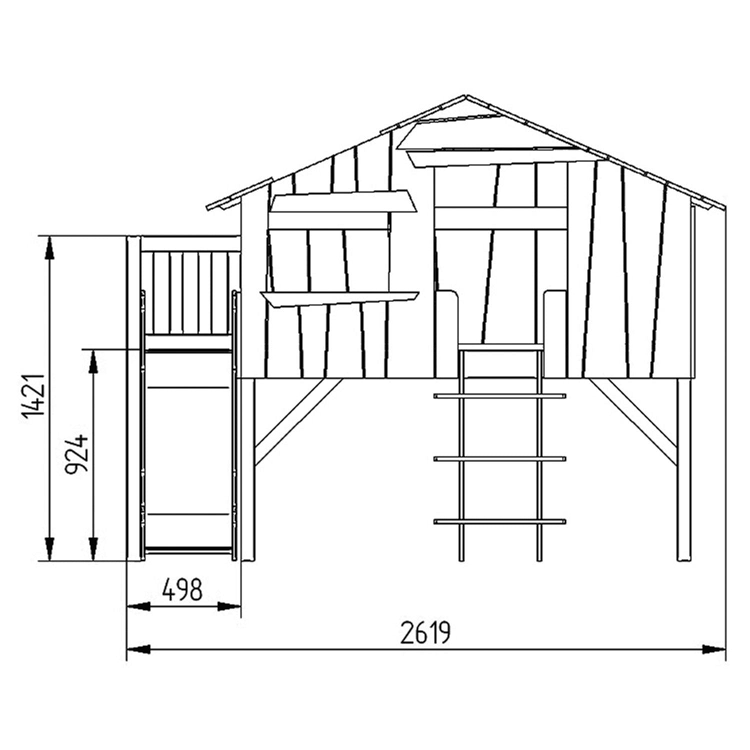 Mathy by Bols Loft Bed With Slide Tree- House Bunk - Bed Cottage - House Bed