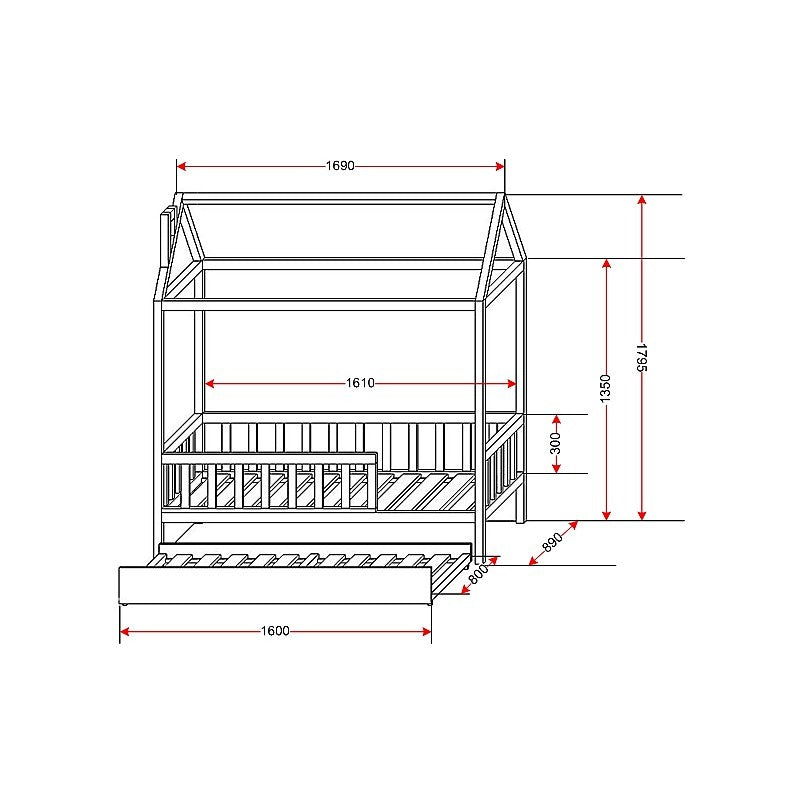 Cot house Adventure PLUS (version with a drawer for extra mattress)