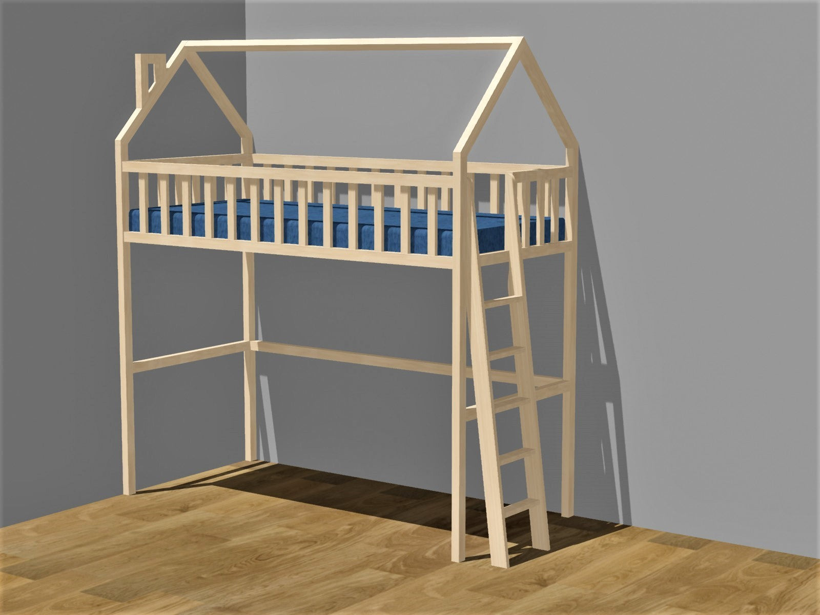 Loftsäng / Hussäng JUNI med spjälor