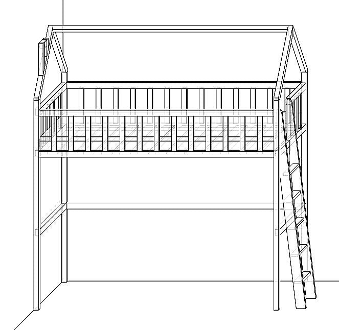 Bunk bed / loft bed  JUNI with rungs