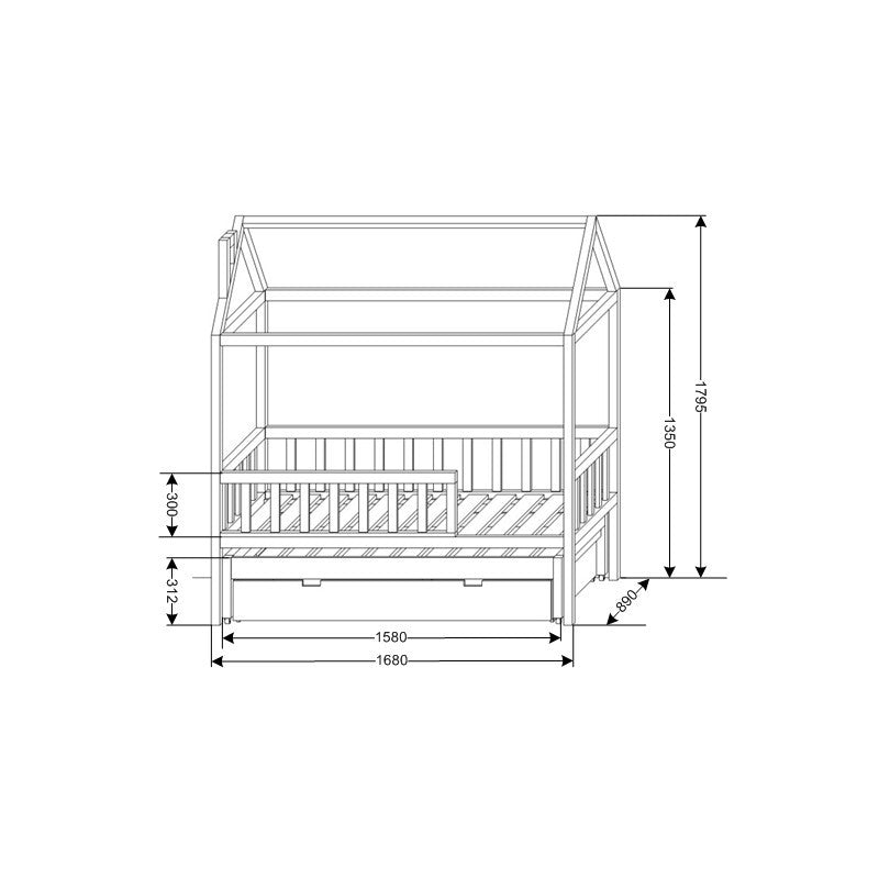 Cot house Adventure +1 (version with additional bed and drawer)