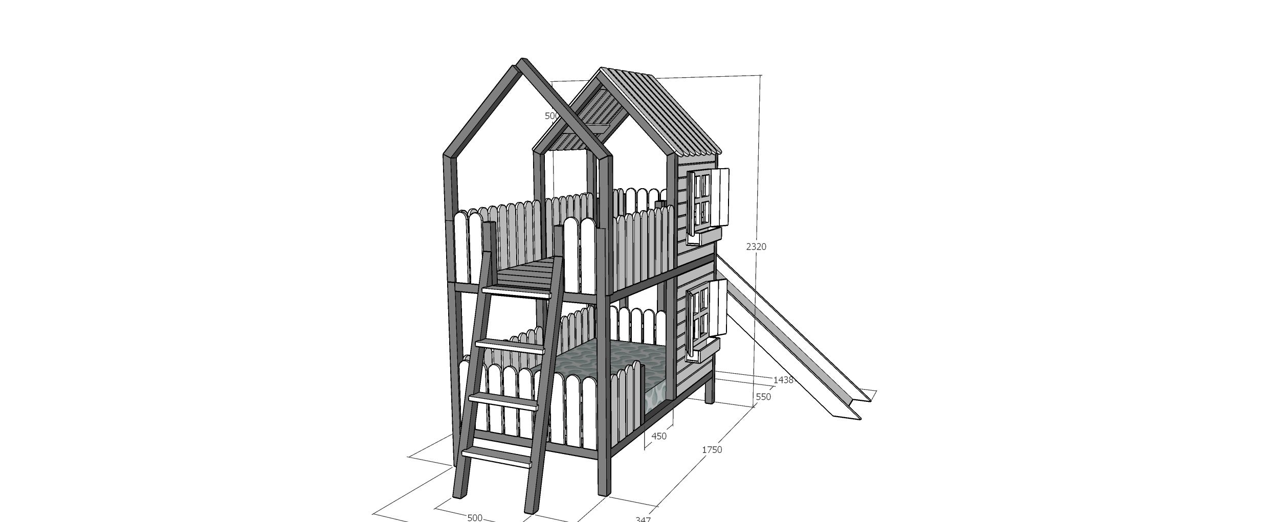 Treehouse bed TRISTAN with slide