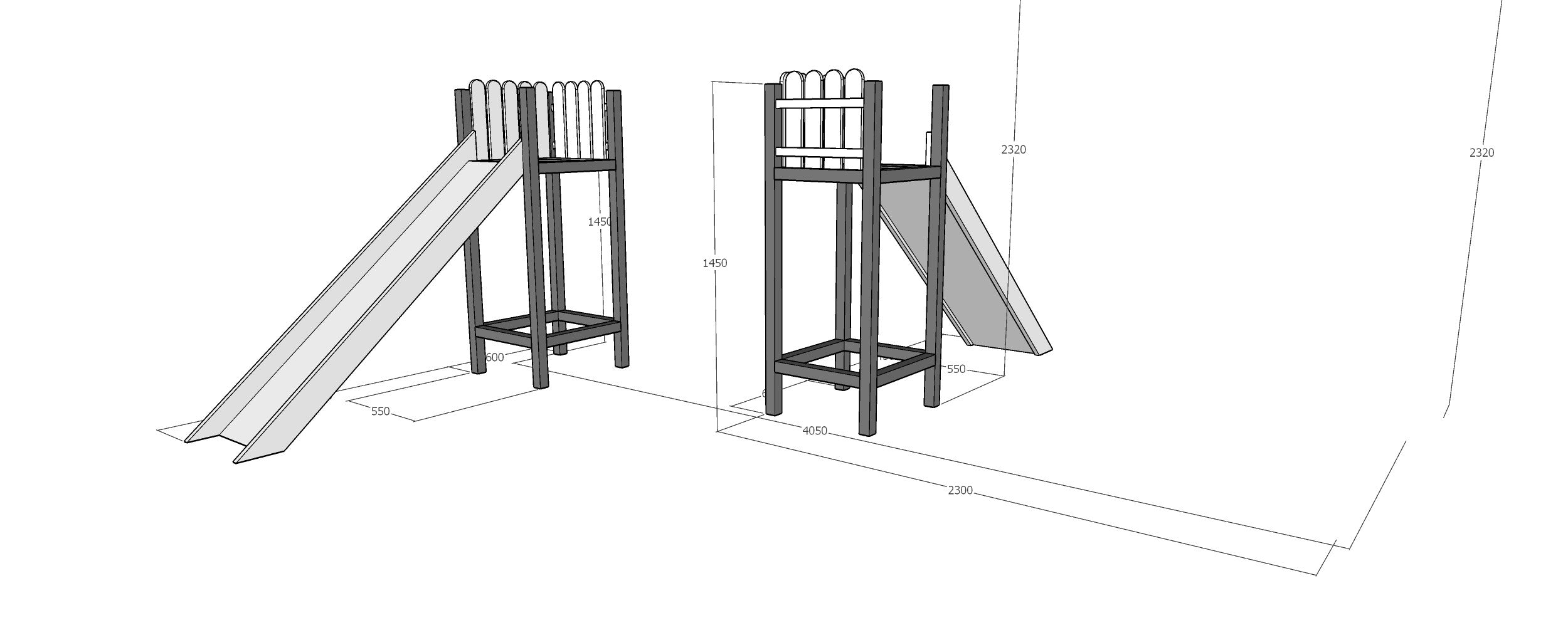 Unik våningssäng TRISTAN för 2 barn med rutschkana