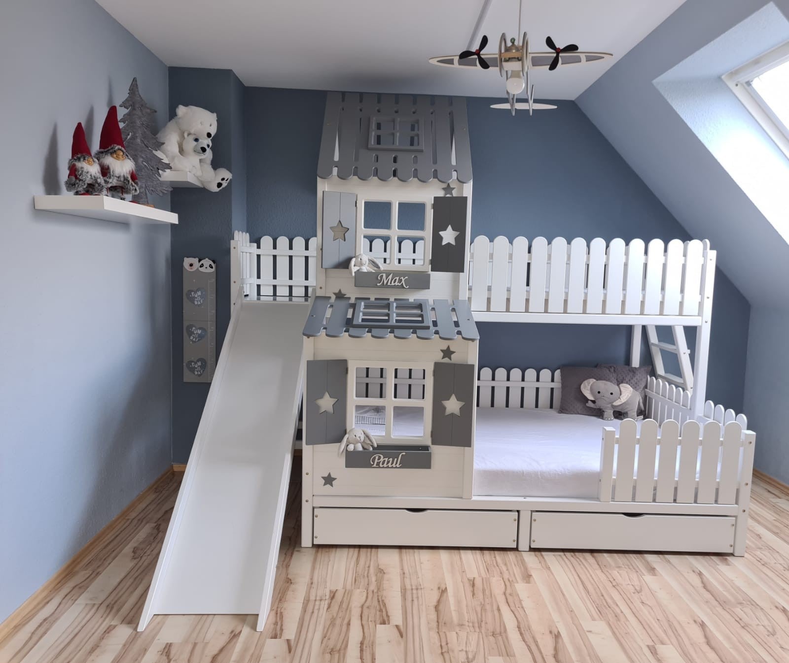 Hochbett / Familienbett ANSGAR mit Rutsche