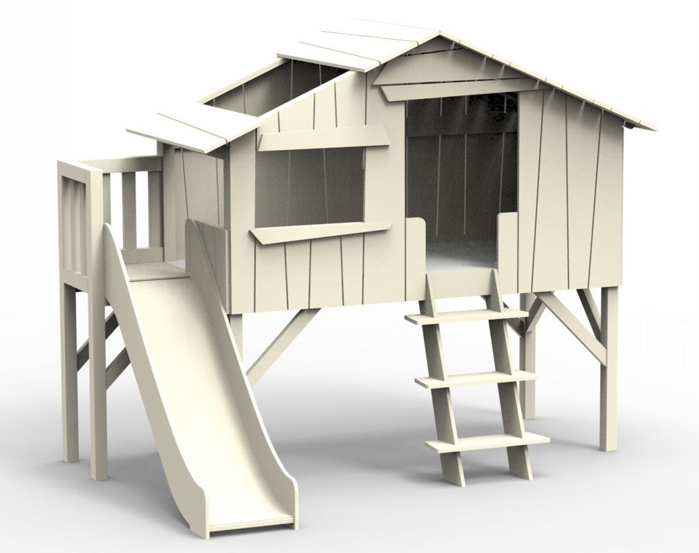 Mathy by Bols Loft Bed With Slide Tree- House Bunk - Bed Cottage - House Bed