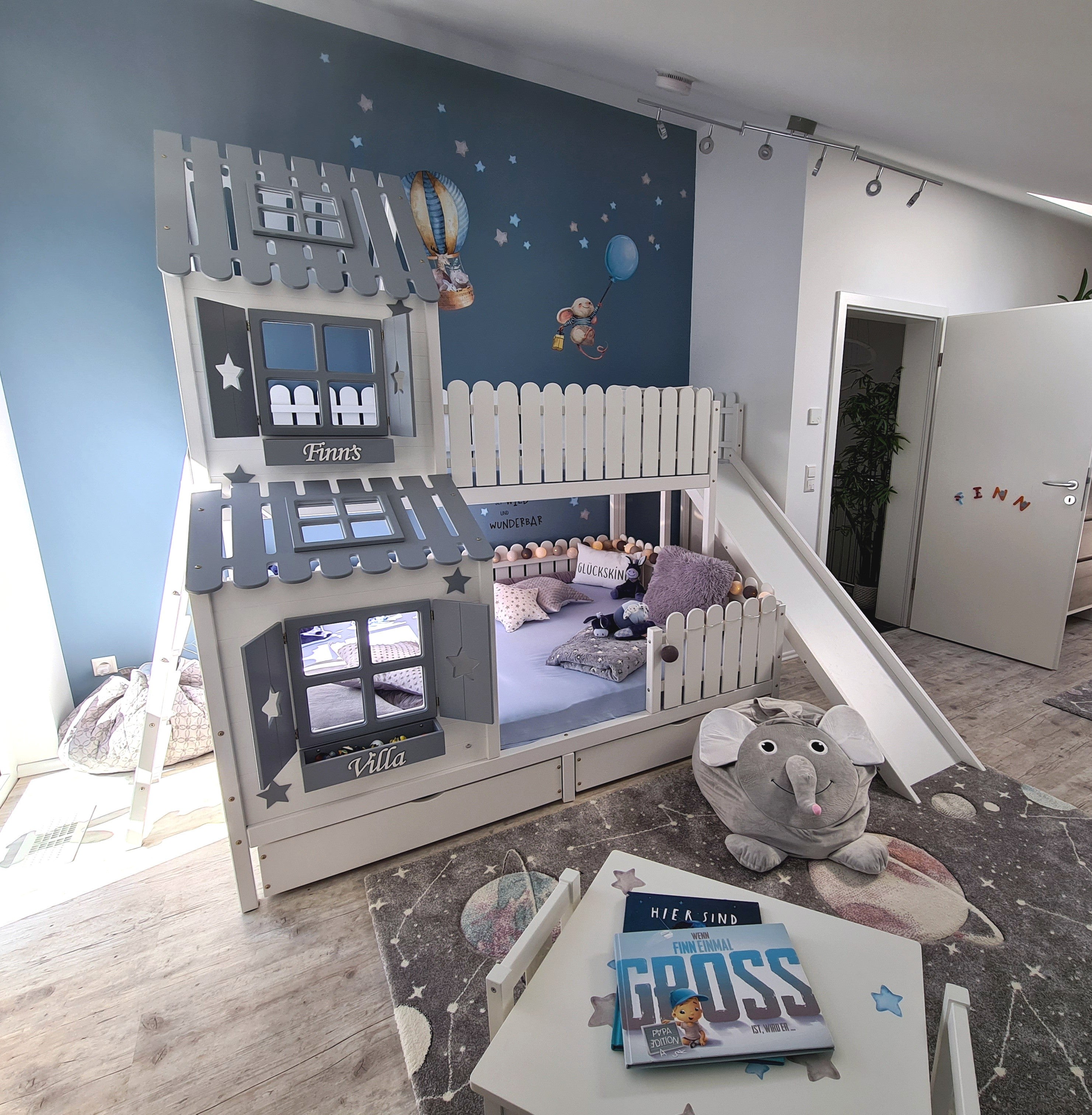 Hochbett / Familienbett ANSGAR mit Rutsche