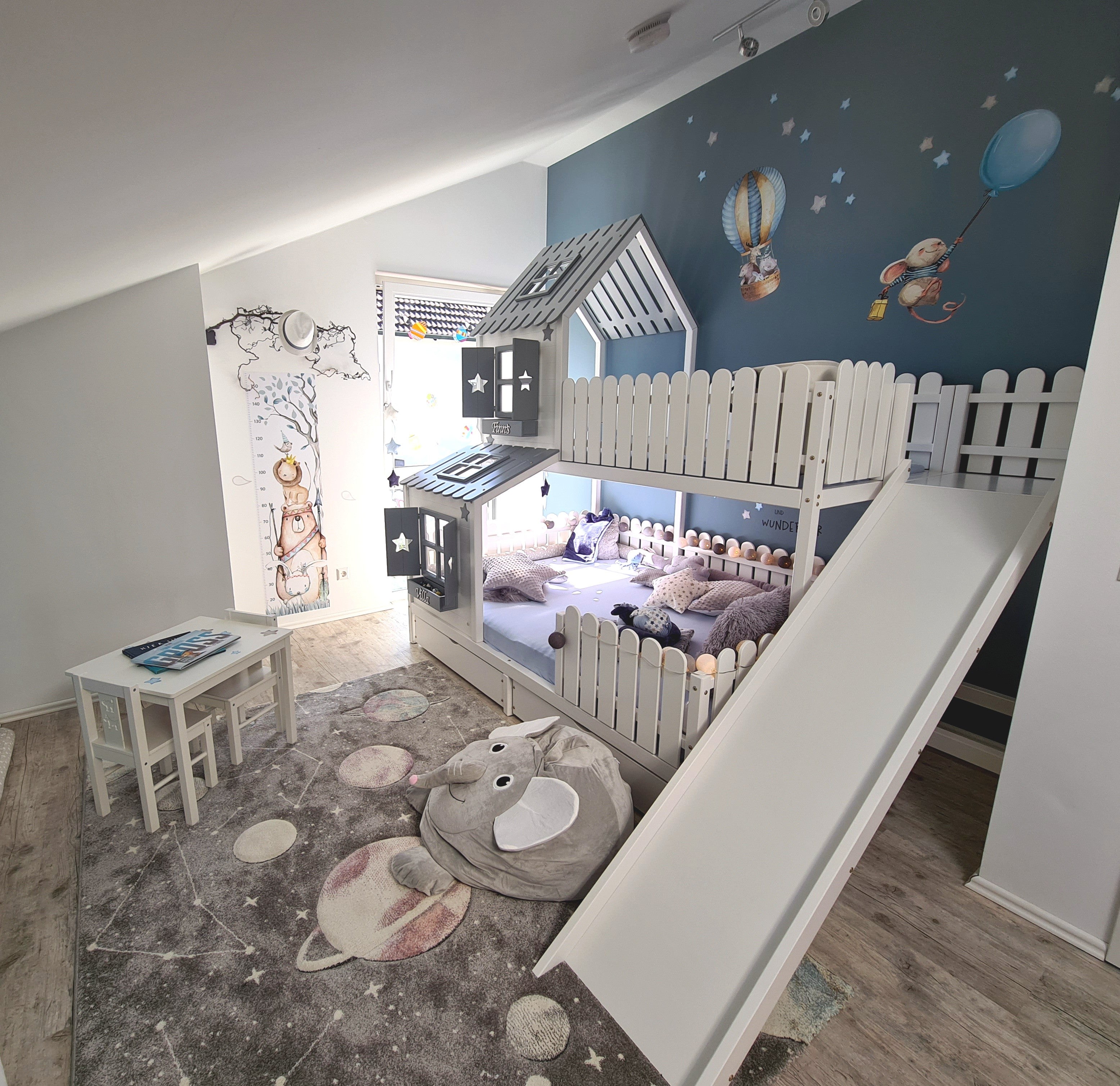 Hochbett / Familienbett ANSGAR mit Rutsche