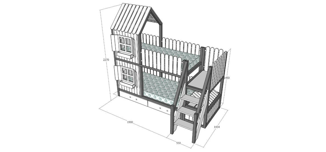 Maison Lit Cabane dans les arbres Lits superposés Cottage AYDA