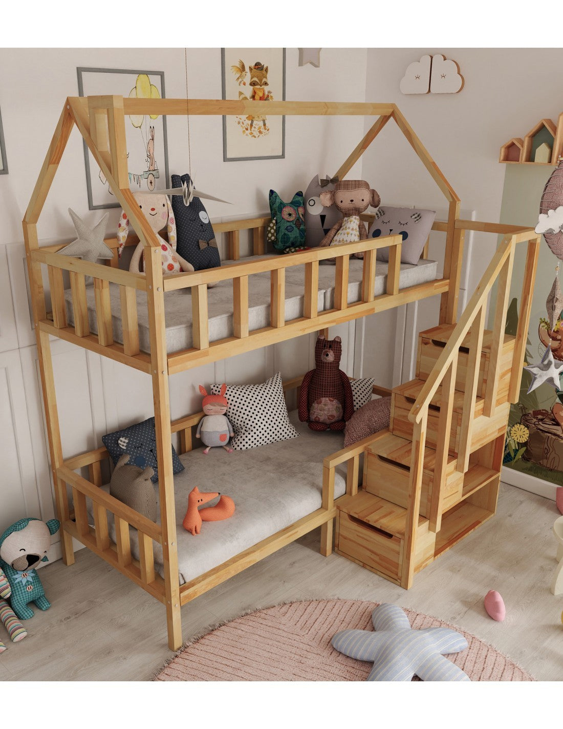 Arthur våningssäng med trappsteg - främre ingång