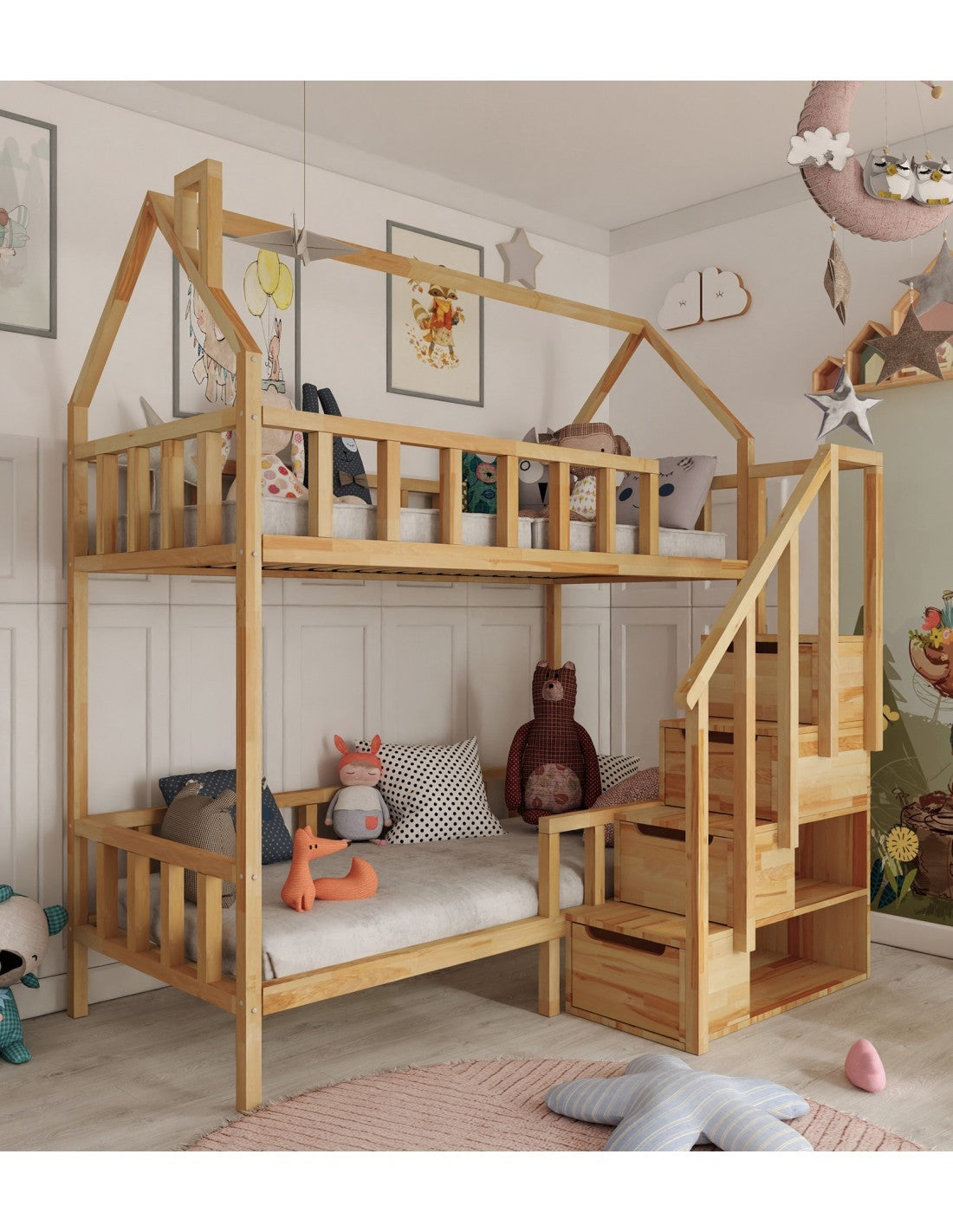 Arthur våningssäng med trappsteg - främre ingång