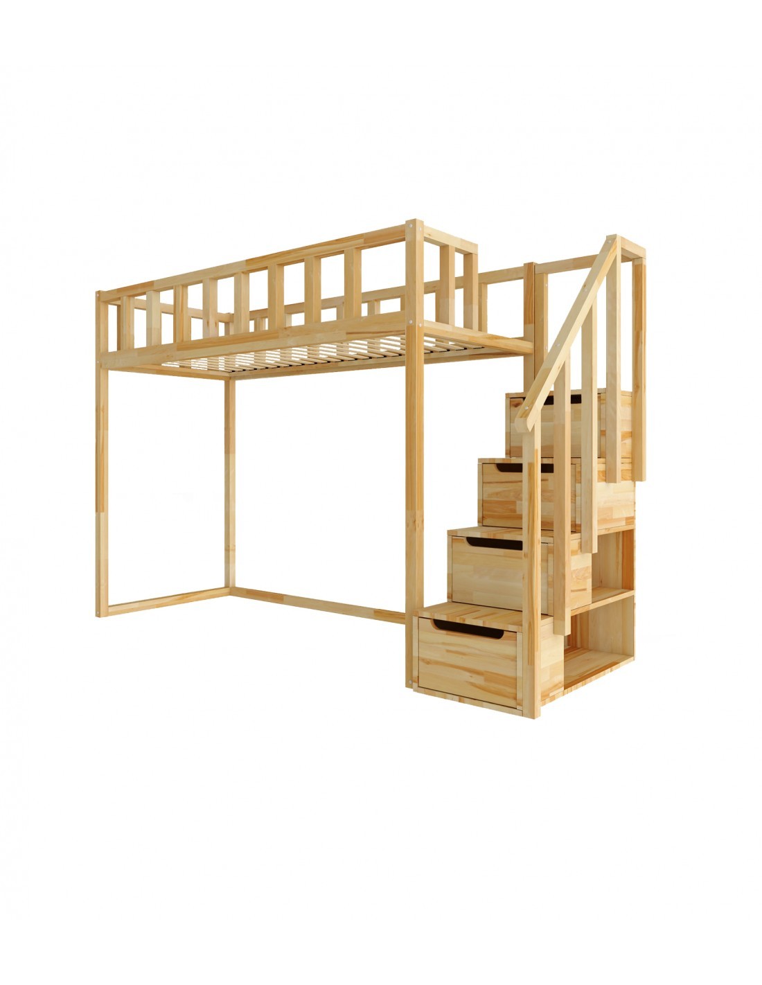 Filip loft bed with steps - side entrance