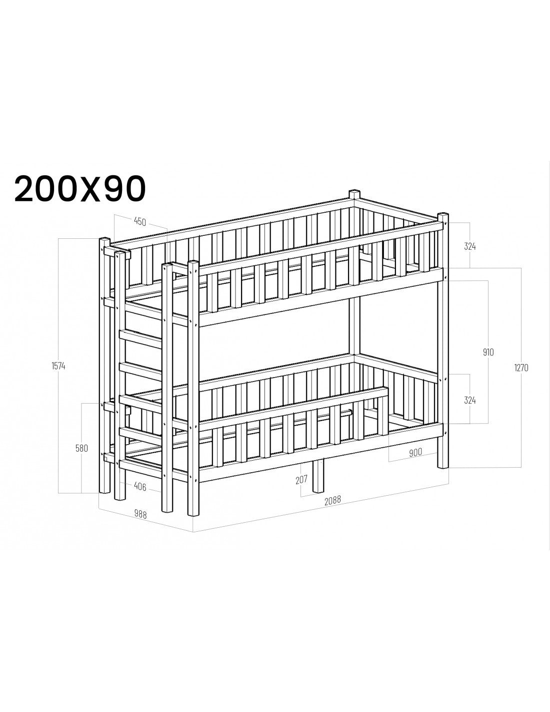 Filip bunk bed - side entrance