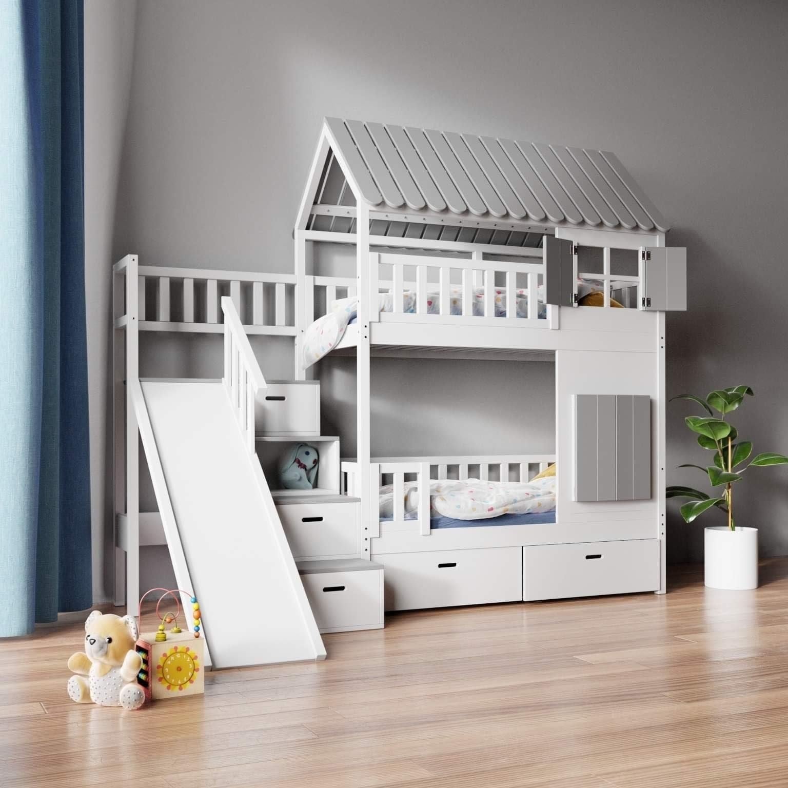 Hochbett IZZY mit Rutsche und Treppe
