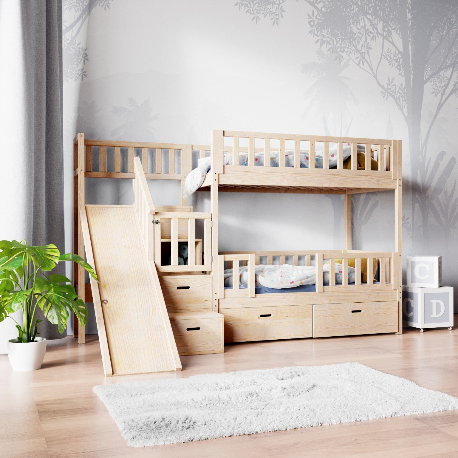 Bunk bed ISABEL with slide and stairs