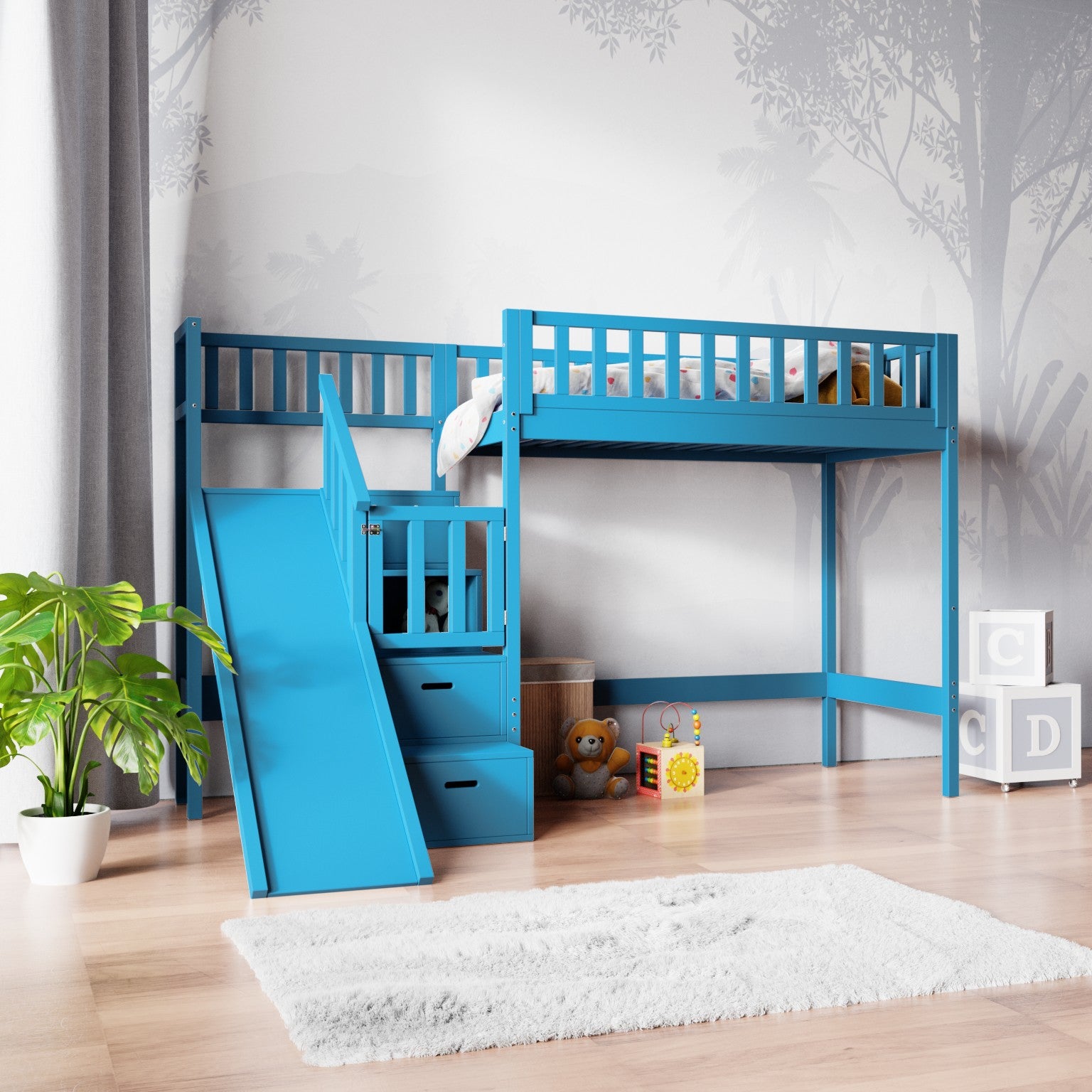 Loft bed LUCY with slide and stairs