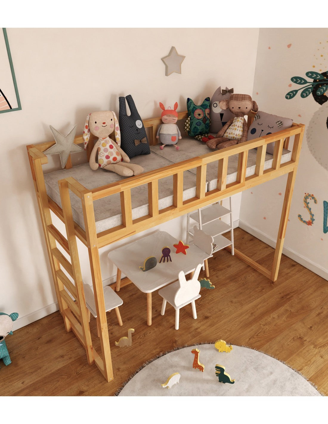 Filip loft bed - side entrance 150 cm under the bed