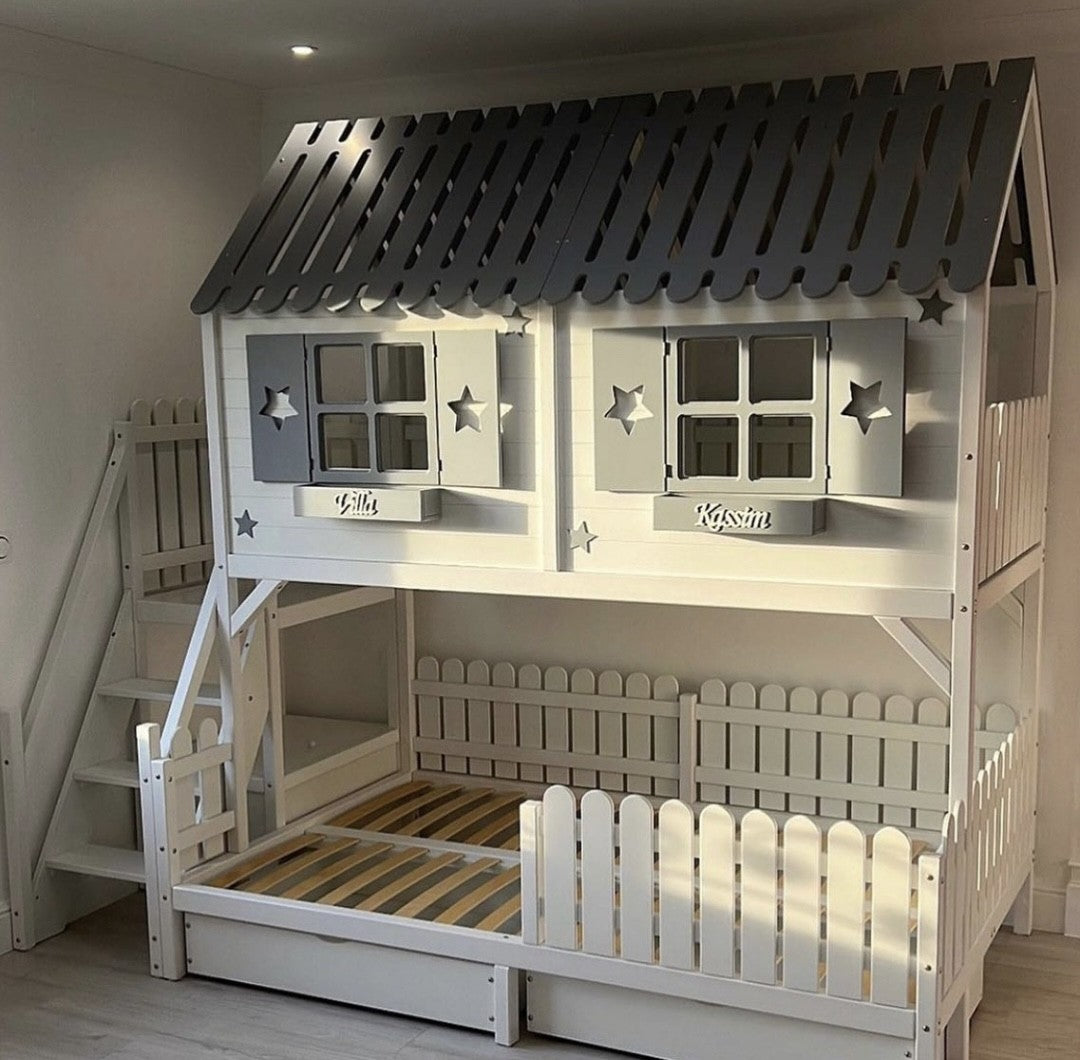 Unik Trädhus Familjesäng Hussäng / Våningssäng ALVIN med trappa