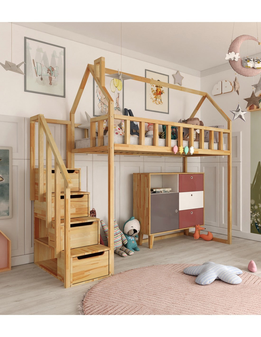 Arthur loft bed with steps - side entrance