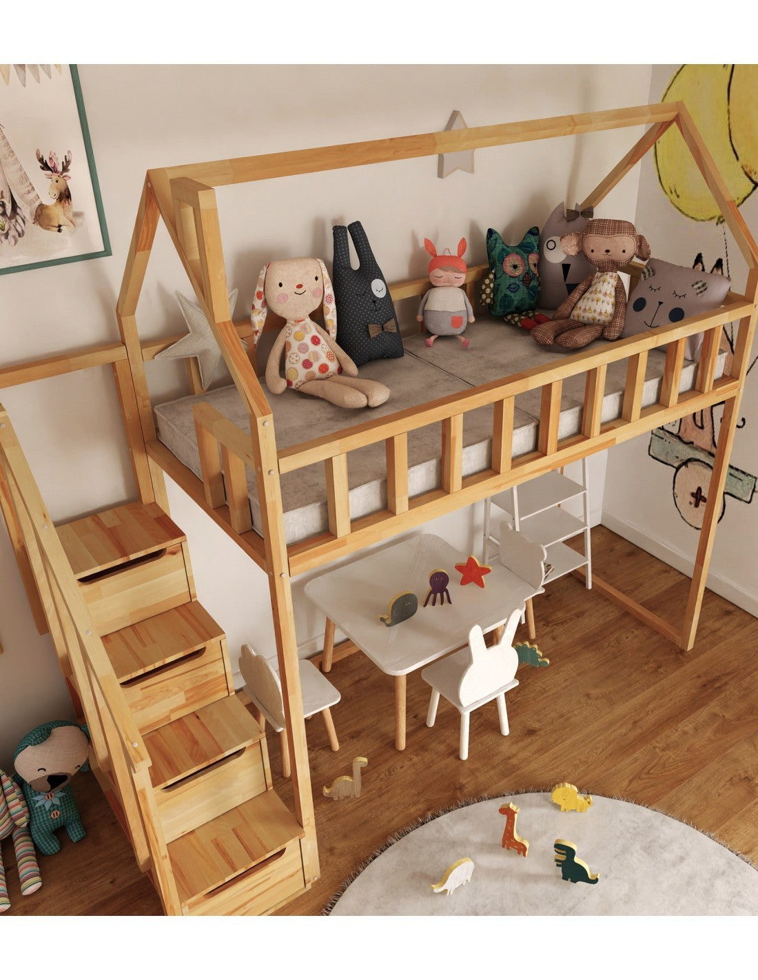 Arthur loft bed with steps - side entrance