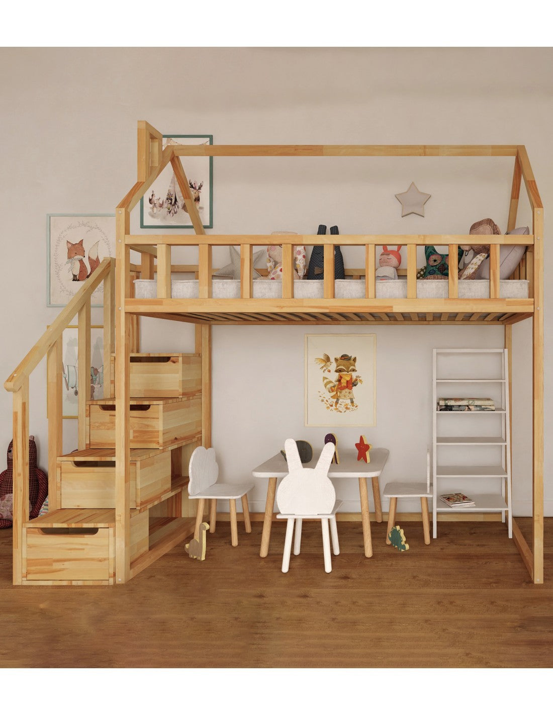 Arthur loft bed with steps - side entrance