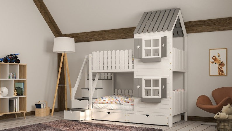 House Bed Tree house Bunk Bed Cottage with stairs JAMIE