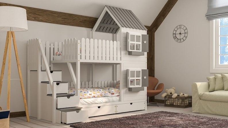 Maison Lit Cabane dans les arbres Lits superposés Cottage avec escalier JAMIE