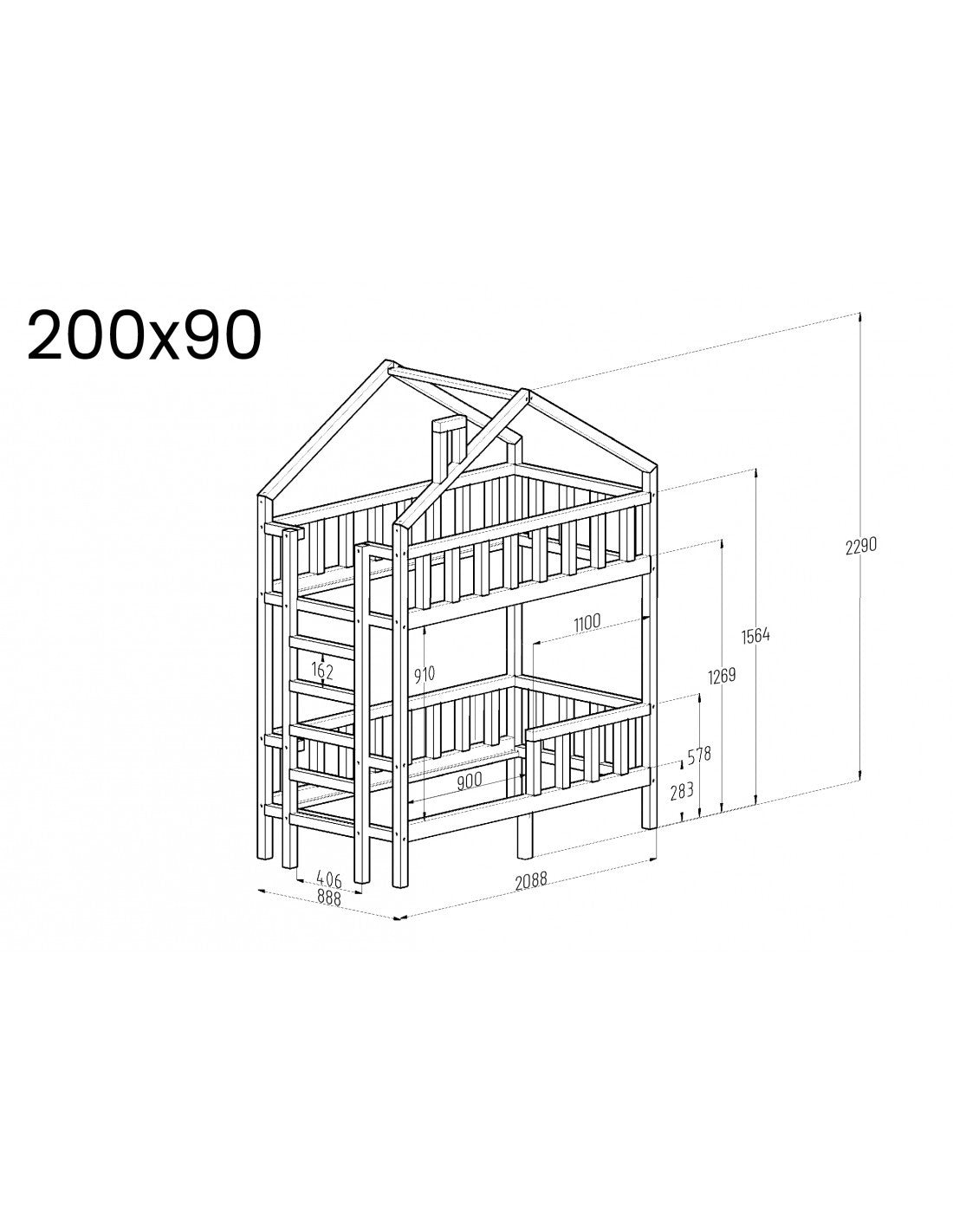 Starlight bunk bed - side entrance