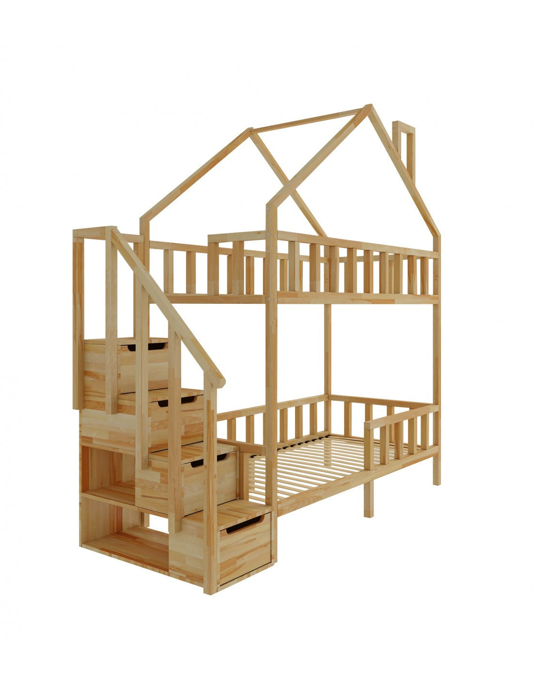 Starlight bunk bed with steps and slide- side entrance