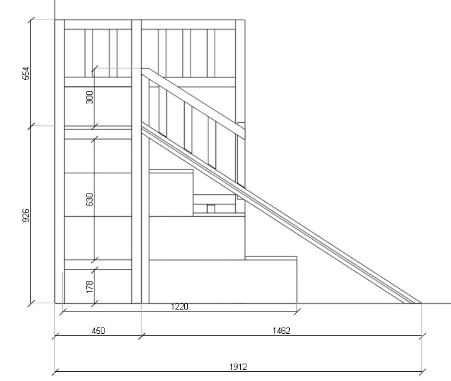 Loftbett LUCY mit Rutsche und Treppe