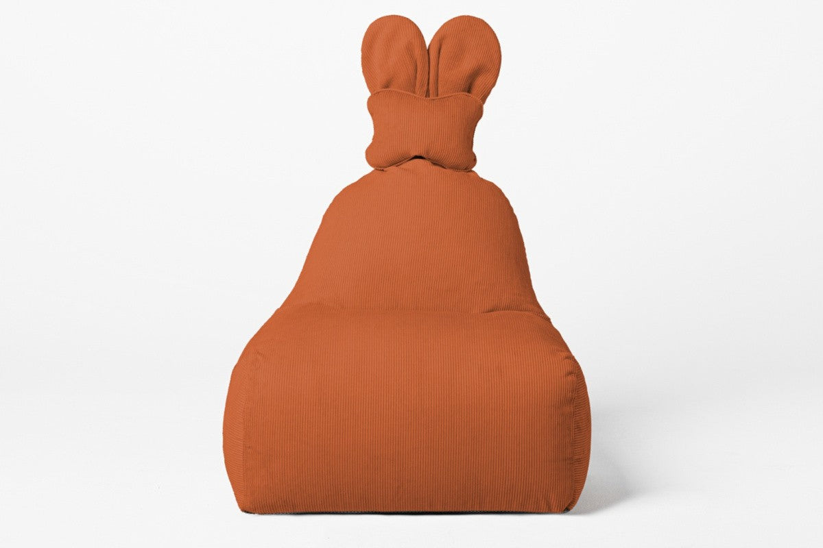 Designer sittpuff / sittsäck med ryggstöd FUNNY BUNNY - manchestertyg morot