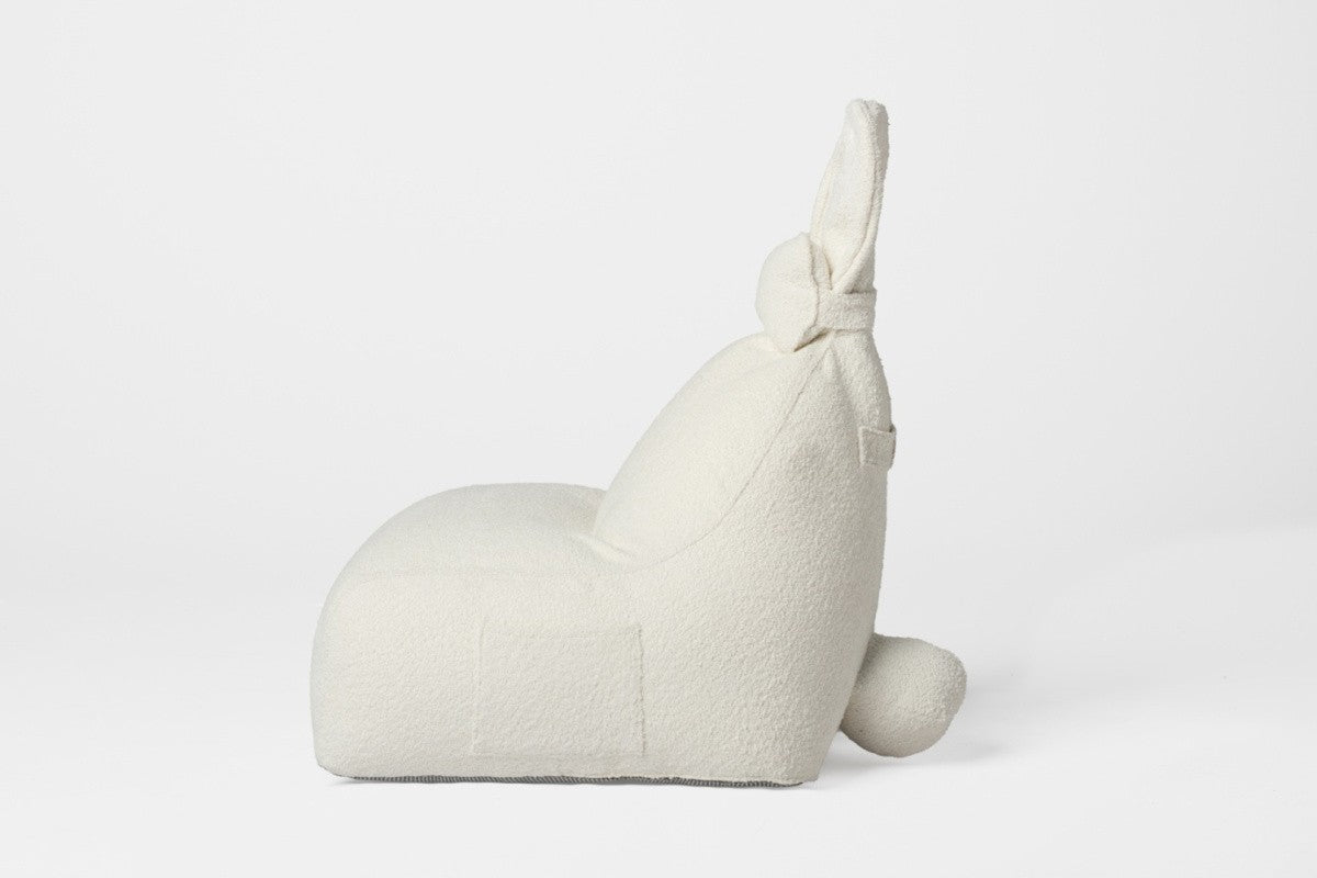Designer Sitzsack / Sitzkissen mit Rückenlehne FUNNY BUNNY - Teddy Off White