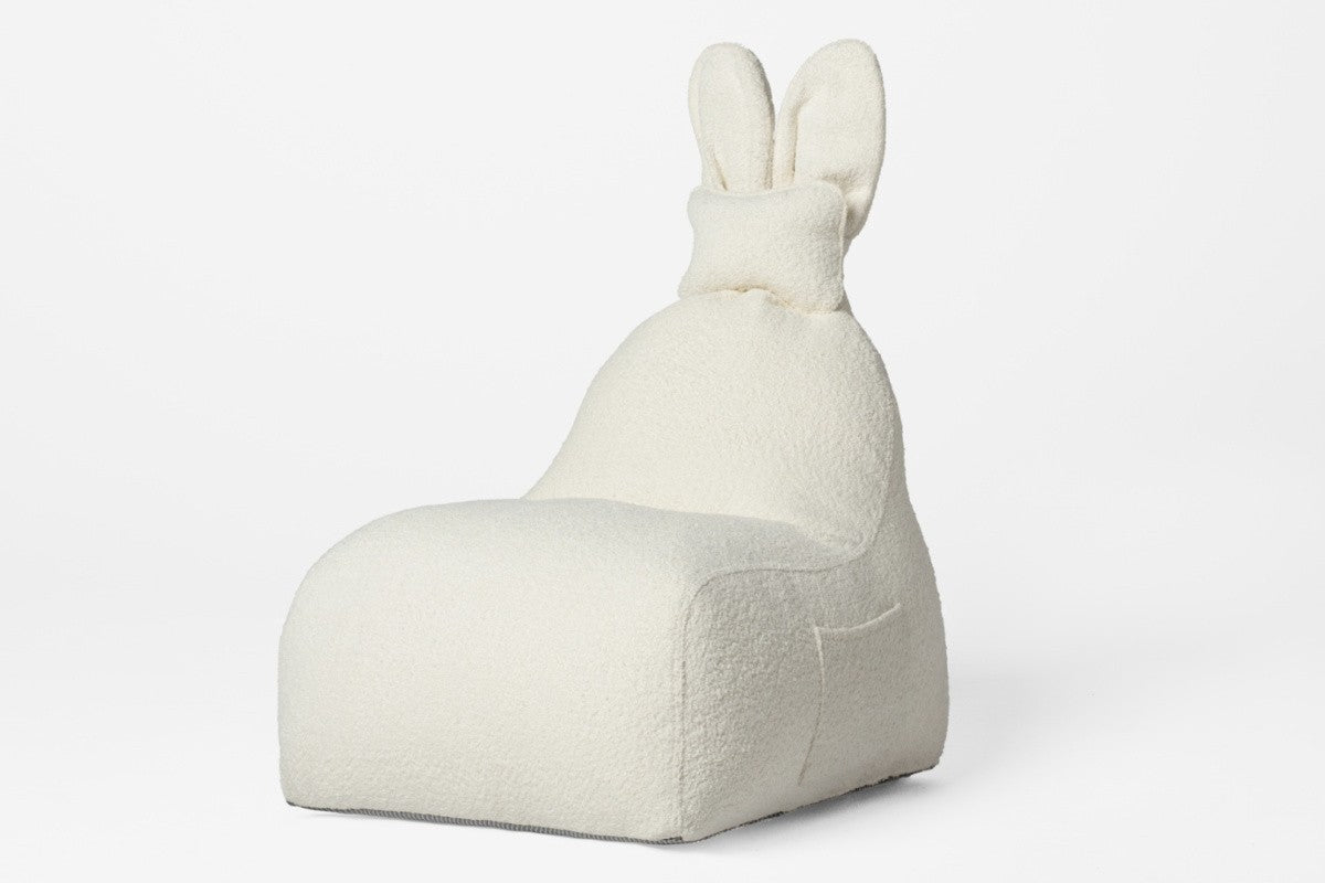 Designer Sitzsack / Sitzkissen mit Rückenlehne FUNNY BUNNY - Teddy Off White