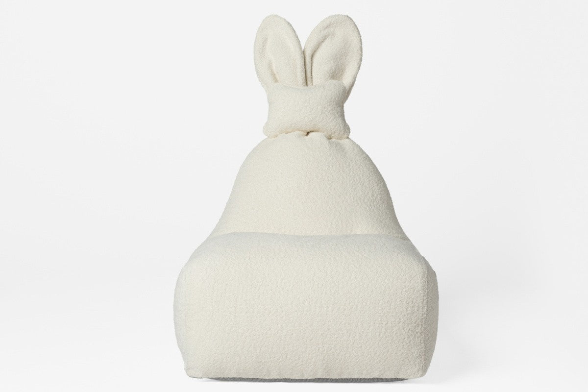 Designer sittpuff / sittsäck med ryggstöd FUNNY BUNNY - Teddy Off white