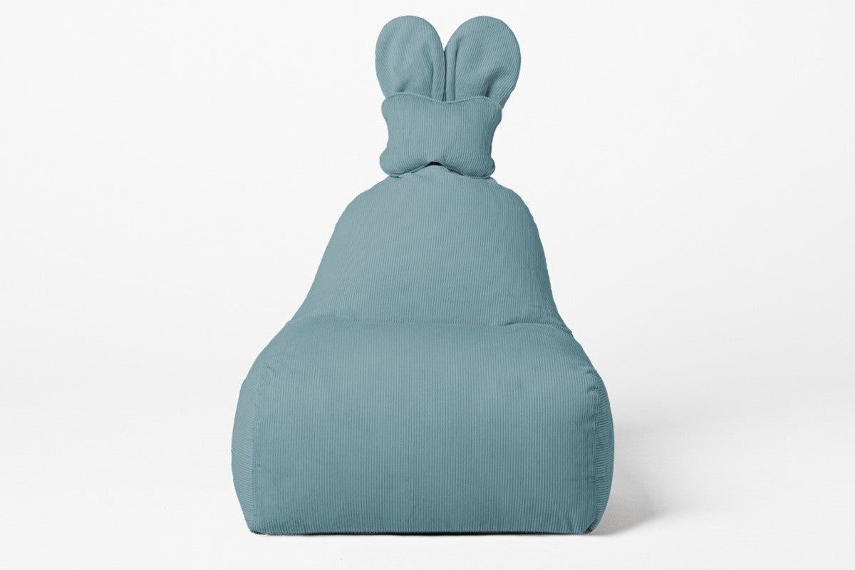 Designer Sitzsack / Sitzkissen mit Rückenlehne FUNNY BUNNY - Cord Blau
