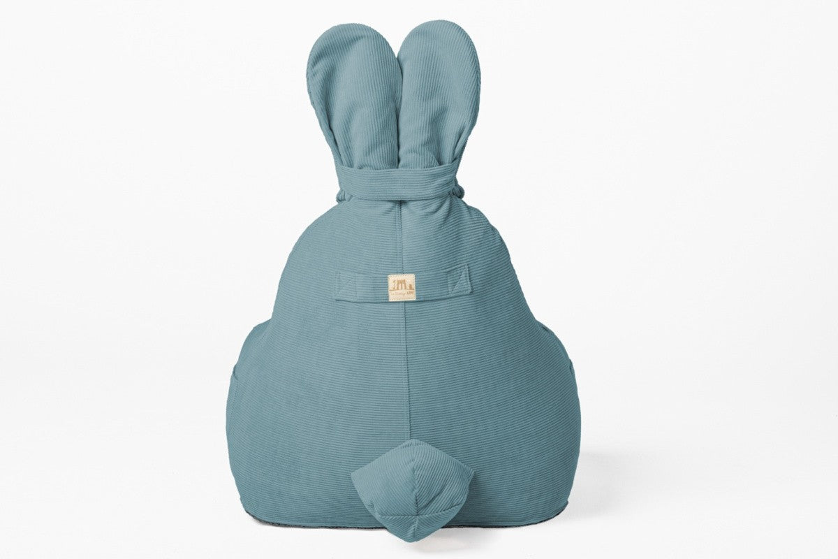 Designer sittpuff / sittsäck med ryggstöd FUNNY BUNNY - manchestertyg Blue