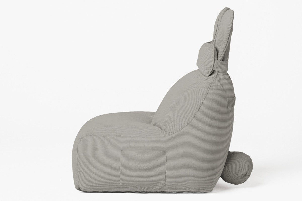 Designer Sitzsack / Sitzkissen mit Rückenlehne FUNNY BUNNY - Cord Grau
