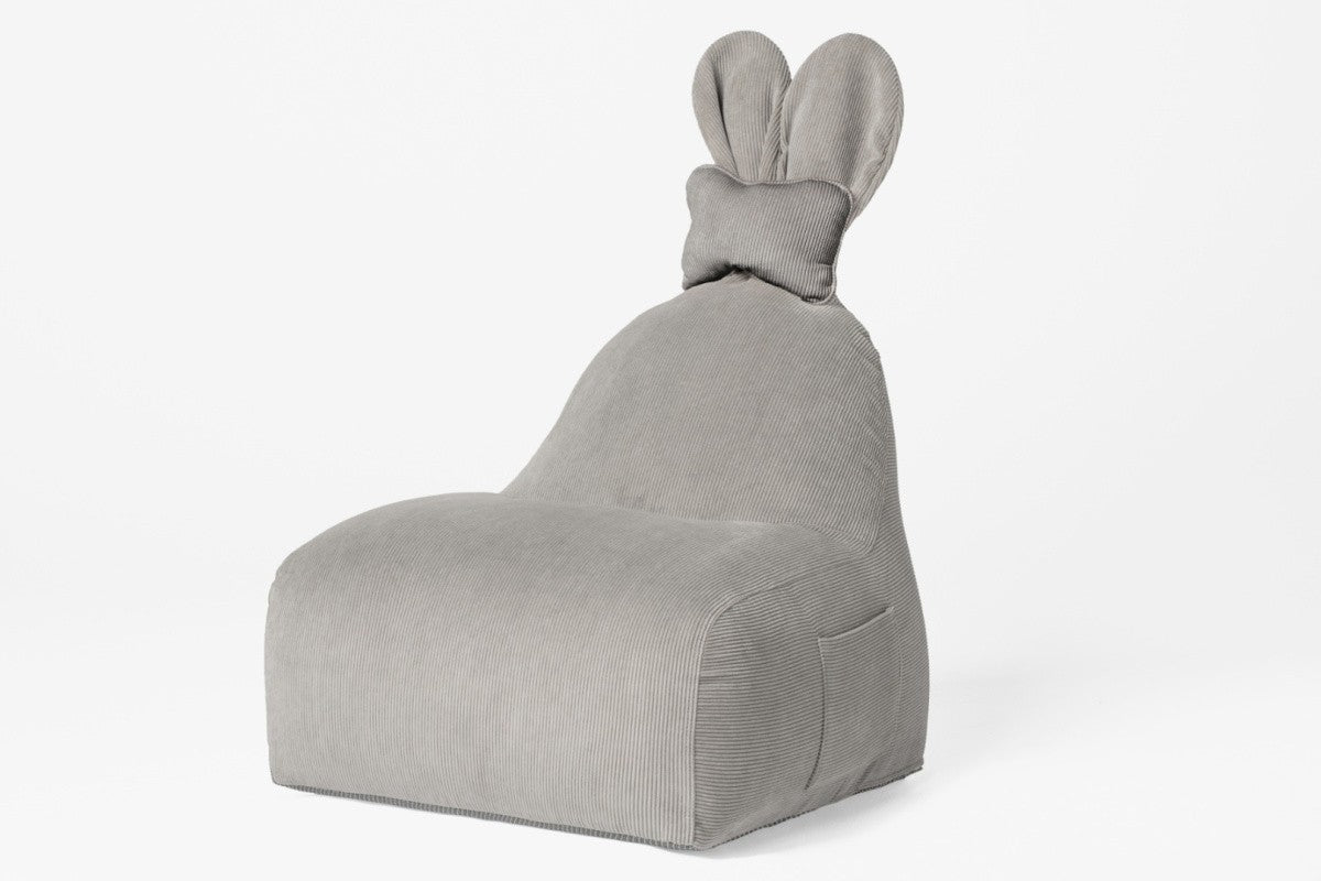 Designer Sitzsack / Sitzkissen mit Rückenlehne FUNNY BUNNY - Cord Grau