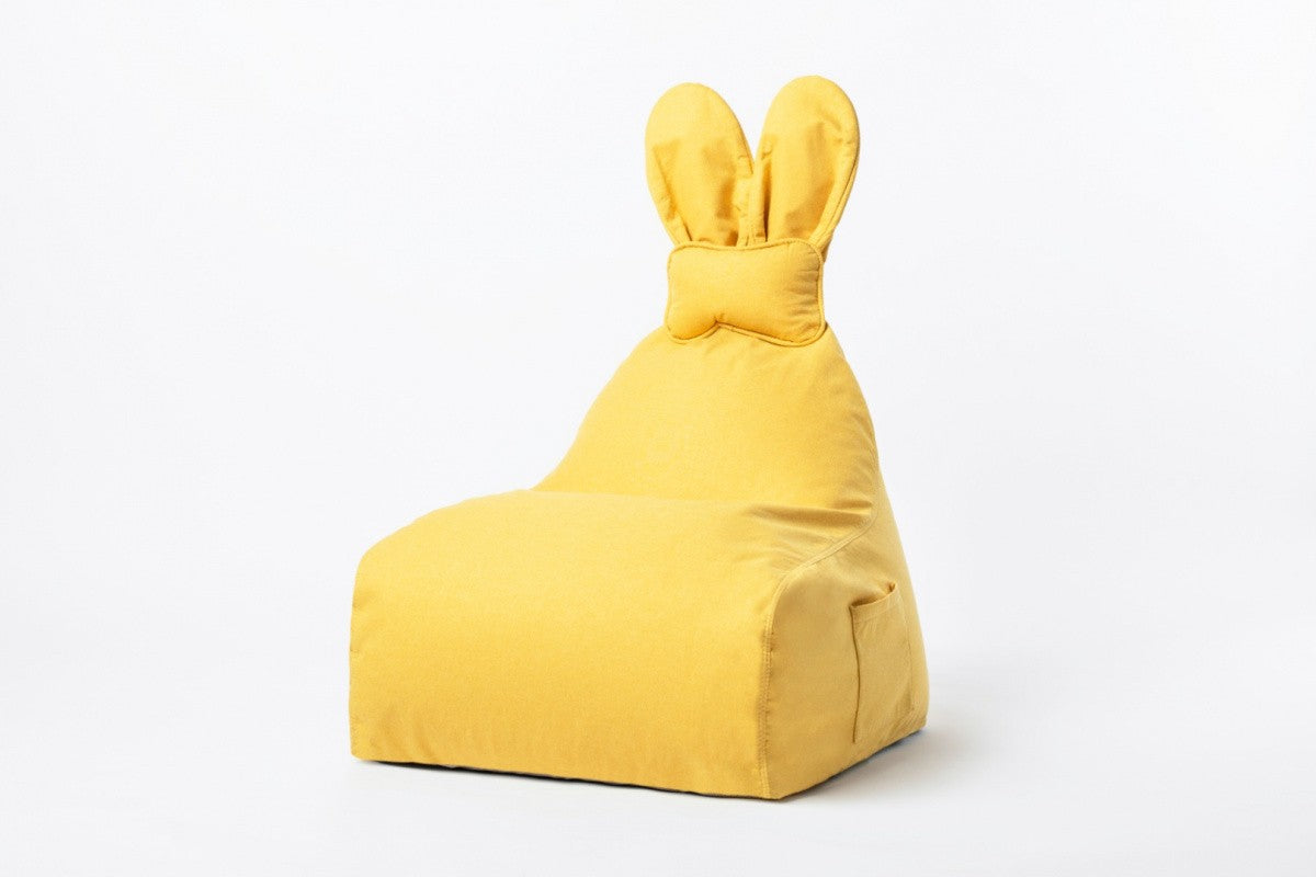 Designer sittpuff / sittsäck med ryggstöd FUNNY BUNNY - Yellow