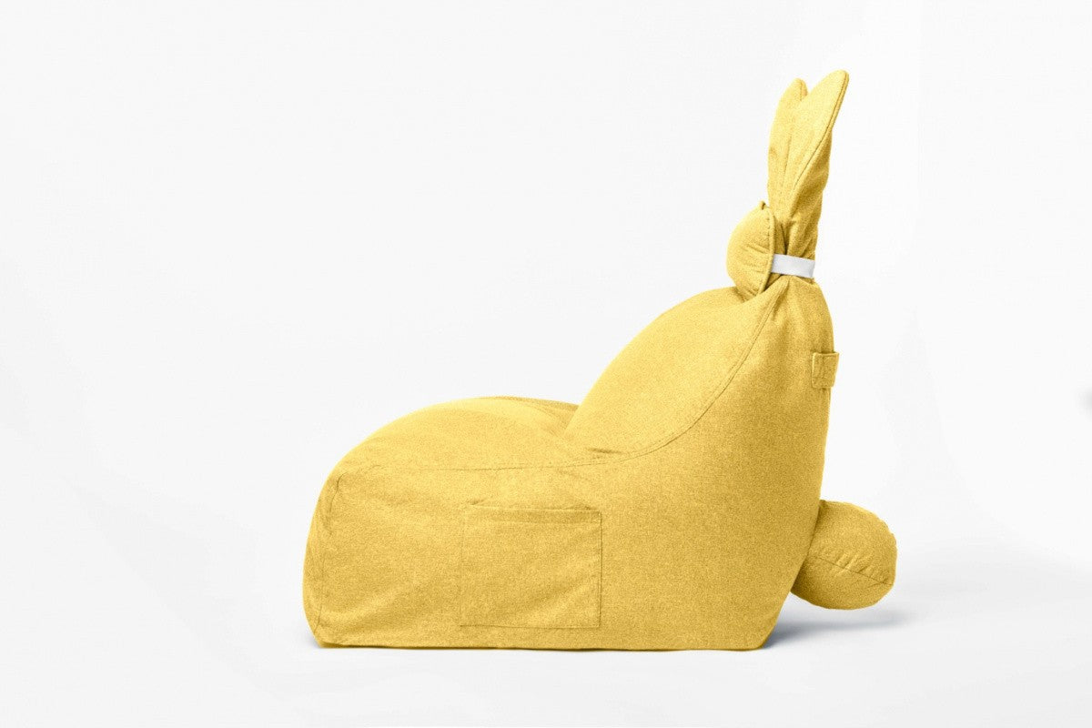 Designer sittpuff / sittsäck med ryggstöd FUNNY BUNNY - Yellow