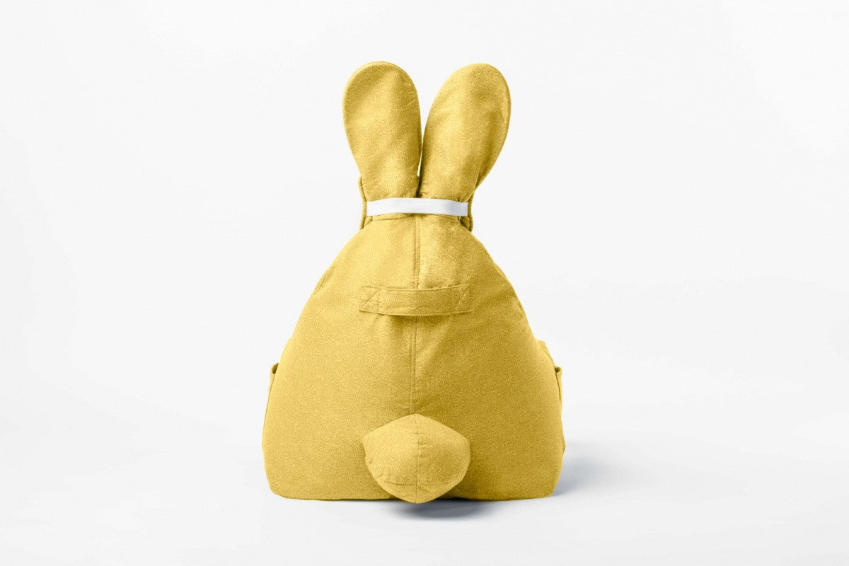 Designer sittpuff / sittsäck med ryggstöd FUNNY BUNNY - Yellow