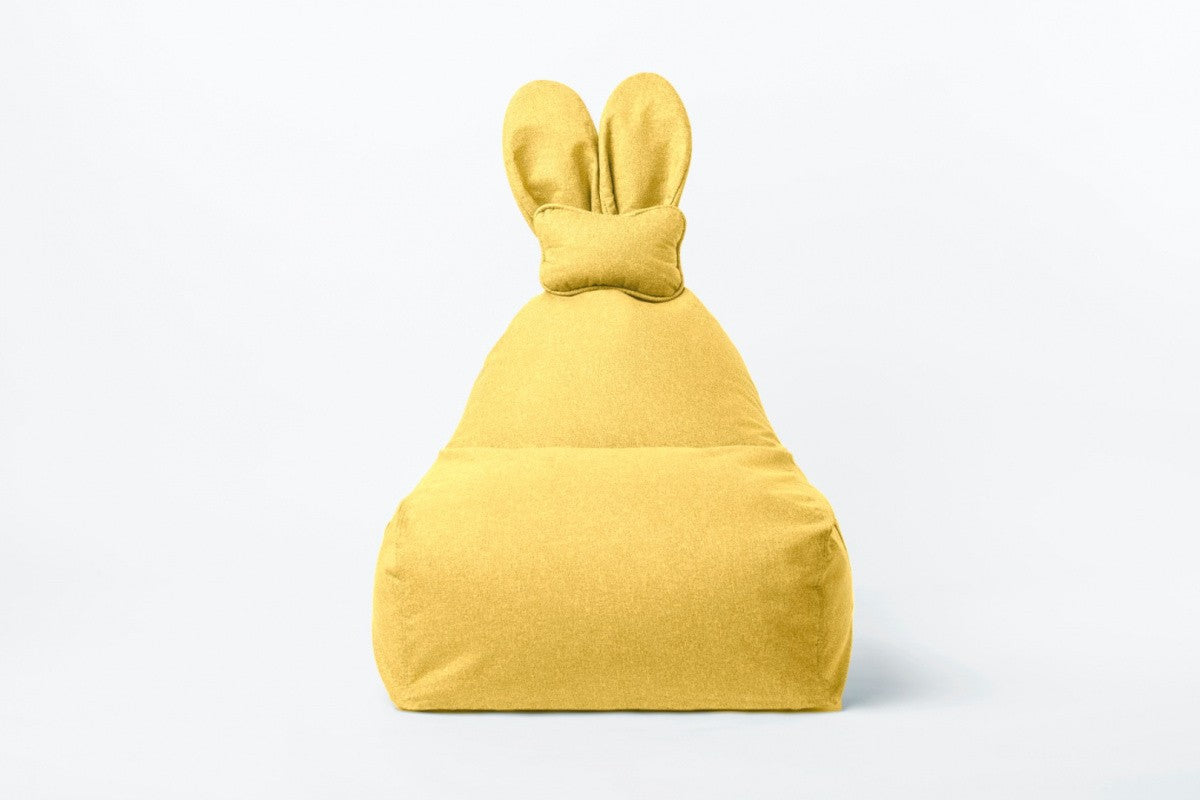 Designer sittpuff / sittsäck med ryggstöd FUNNY BUNNY - Yellow