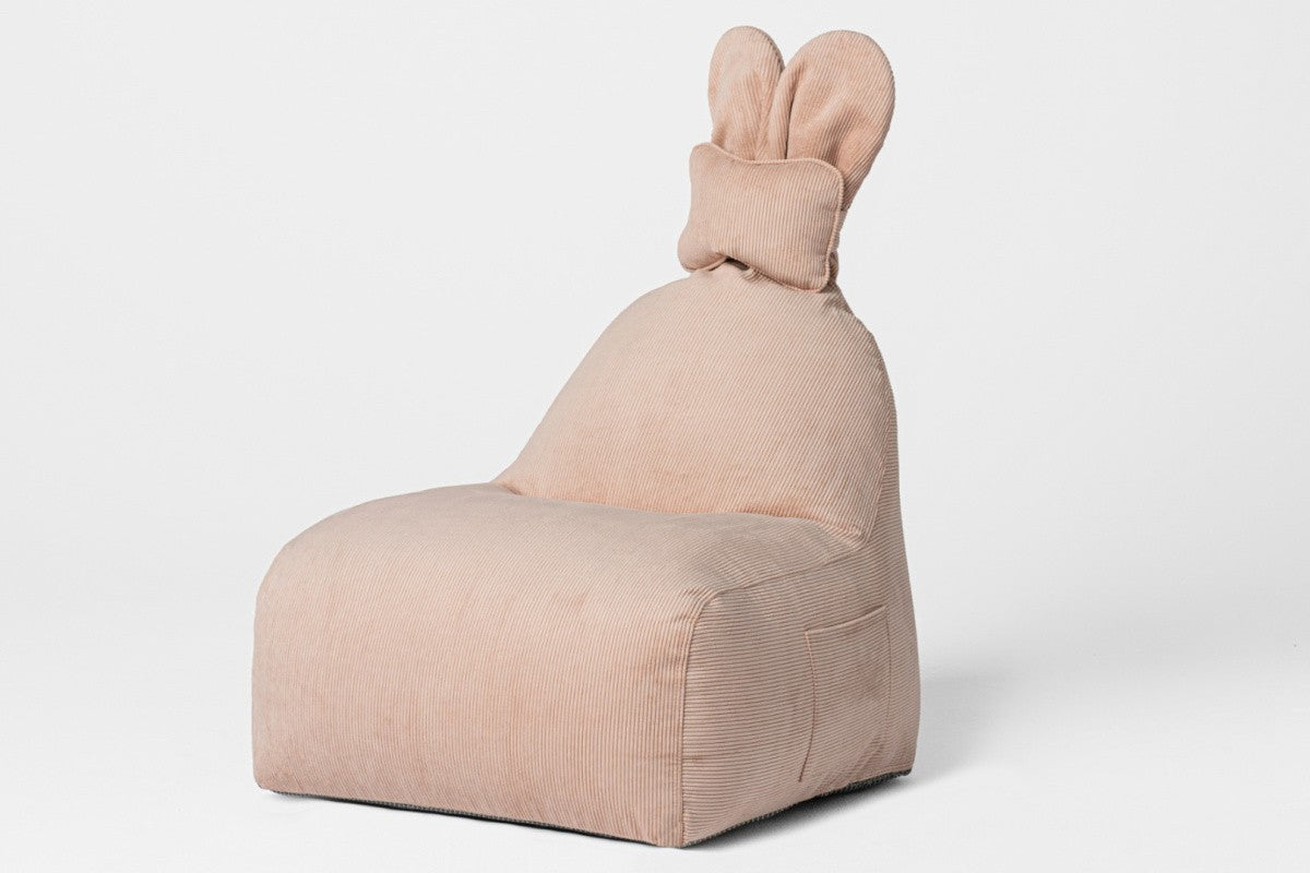 Designer beanbag / seat cushion with backrest FUNNY BUNNY - Cord Rosé