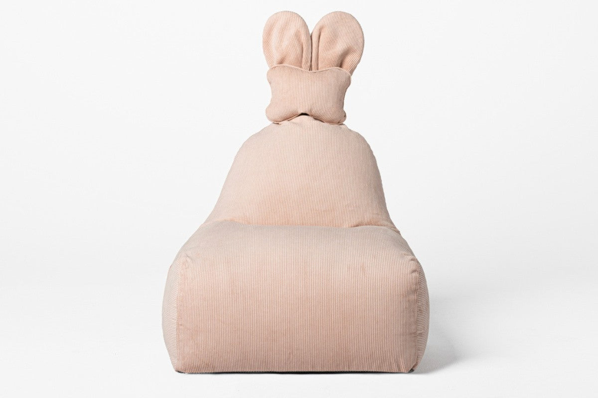 Designer beanbag / seat cushion with backrest FUNNY BUNNY - Cord Rosé