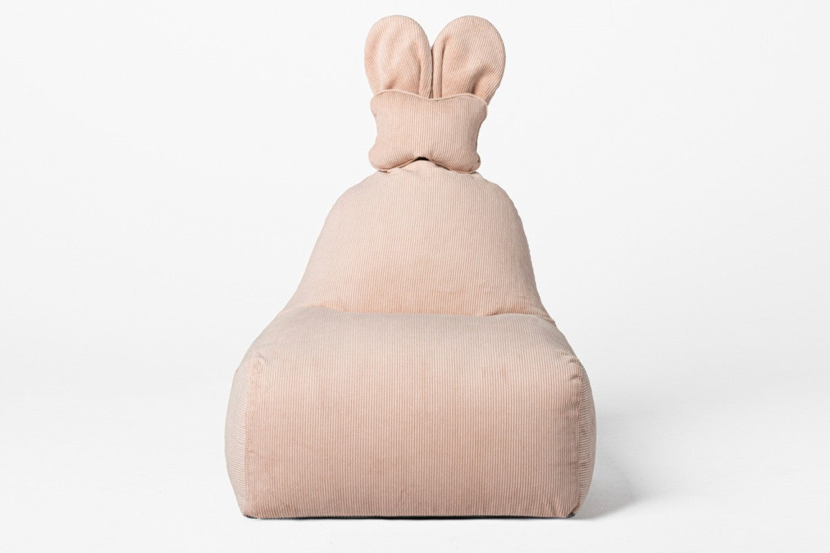 Designer Sitzsack / Sitzkissen mit Rückenlehne FUNNY BUNNY - Cord rosé