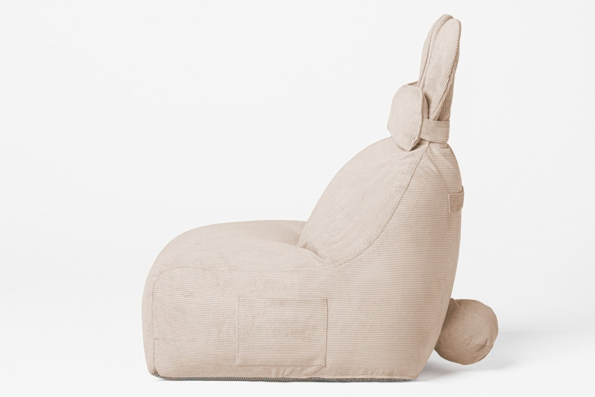 Kopia av Designer sittpuff / sittsäck med ryggstöd FUNNY BUNNY - manchestertyg Beige