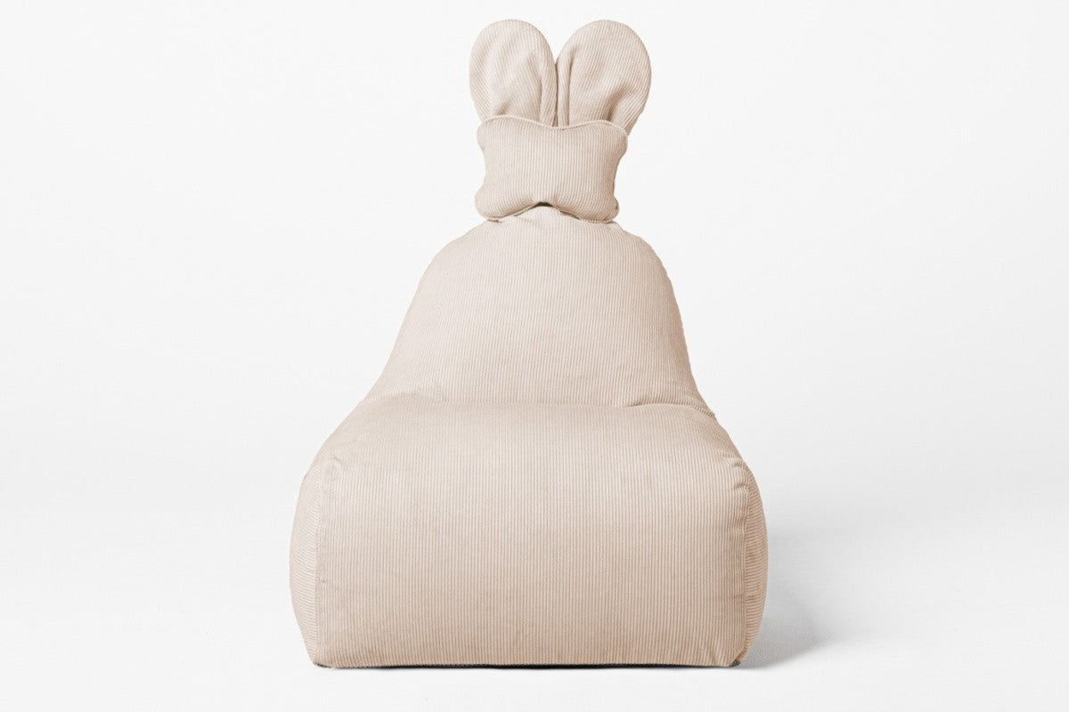 Kopia av Designer sittpuff / sittsäck med ryggstöd FUNNY BUNNY - manchestertyg Beige