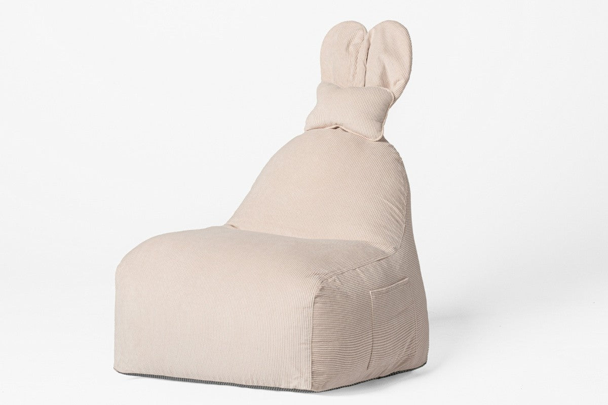 Designer Sitzsack / Sitzkissen mit Rückenlehne FUNNY BUNNY - Cord Beige