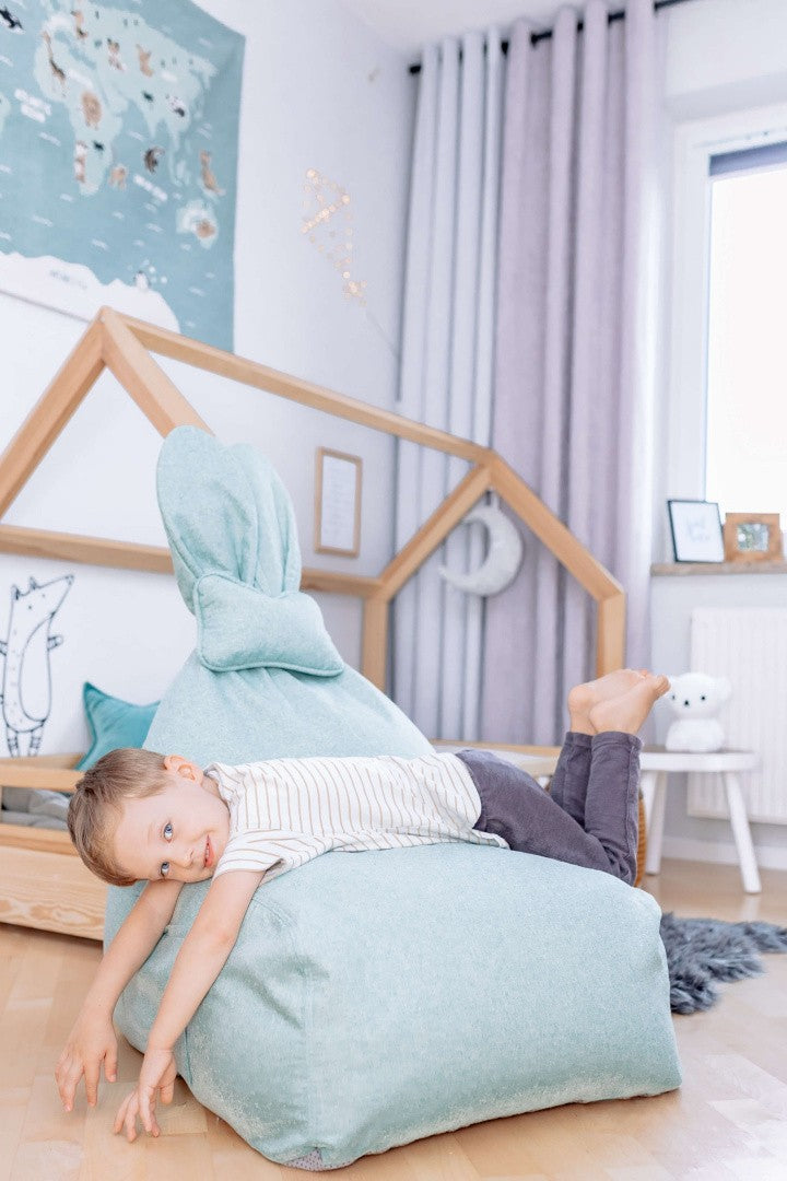 Pouf design / coussin de siège avec dossier FUNNY BUNNY - Vert/Menthe