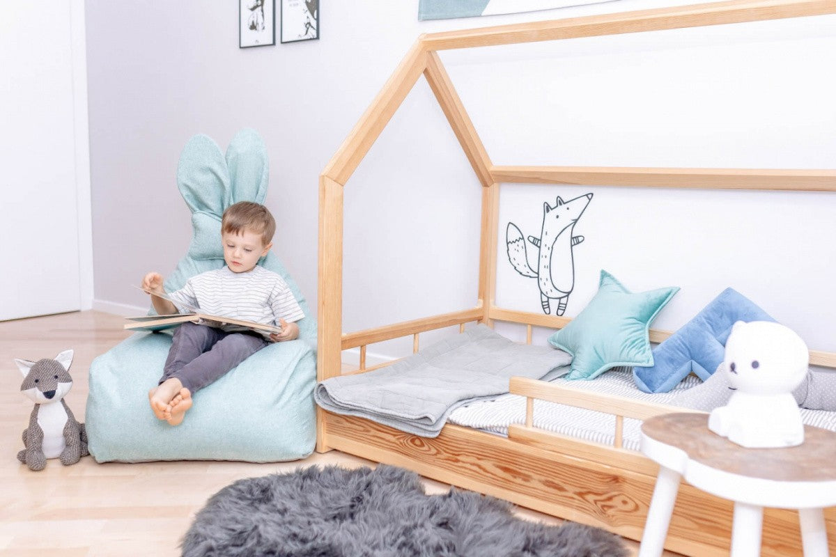 Pouf design / coussin de siège avec dossier FUNNY BUNNY - Vert/Menthe